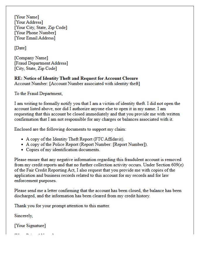 Confirmed Dispute Identity Theft Account Closure Letter