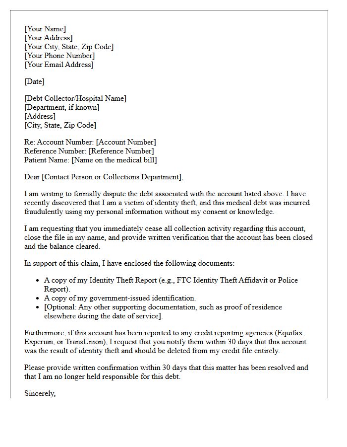Medical Debt Identity Theft Verification Closure Letter
