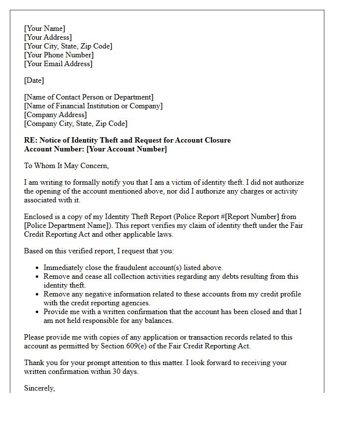 Police Report Verified Identity Theft Closure Letter