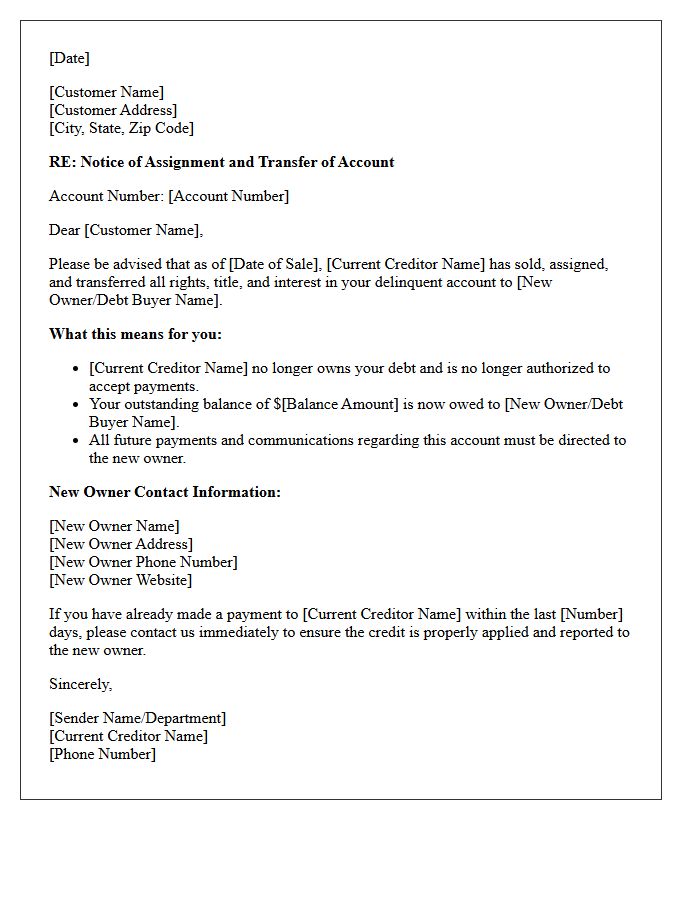Delinquent Account Sale Notification Letter