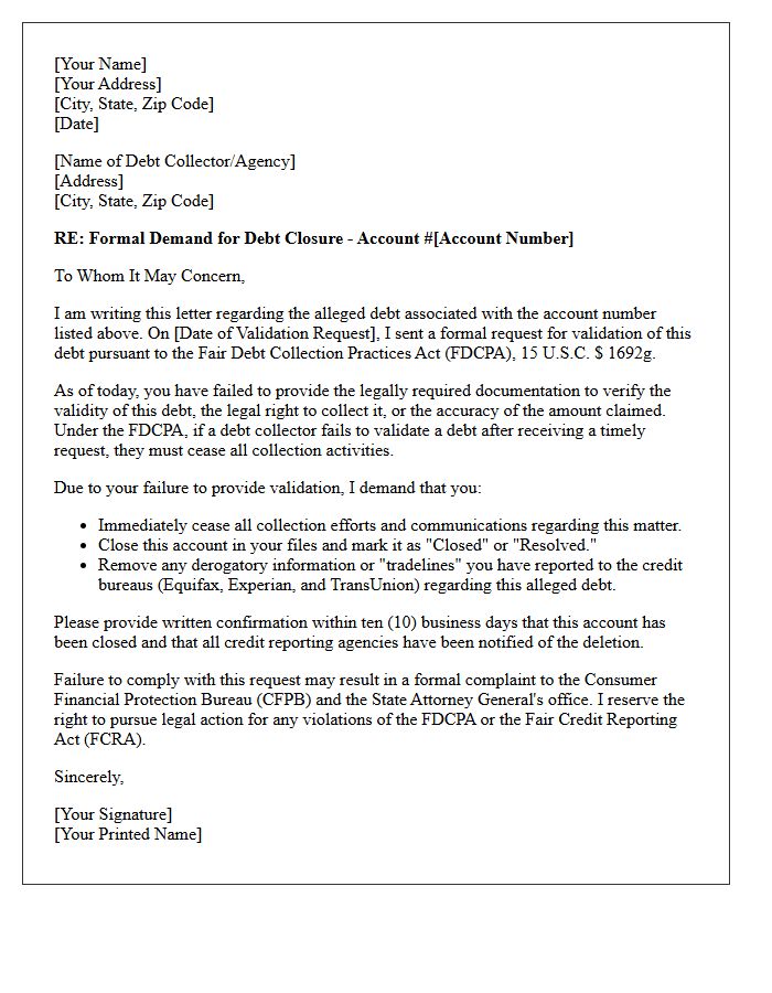 Failure To Validate Debt Closure Letter