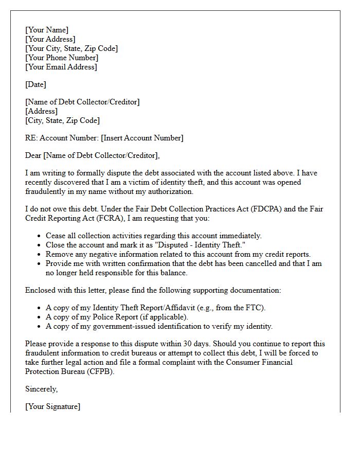 Identity Theft Unverified Debt Closure Letter