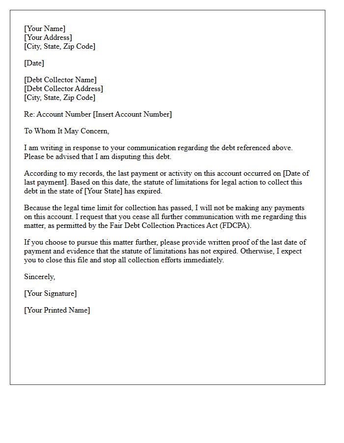 Statute Of Limitations Debt Closure Letter