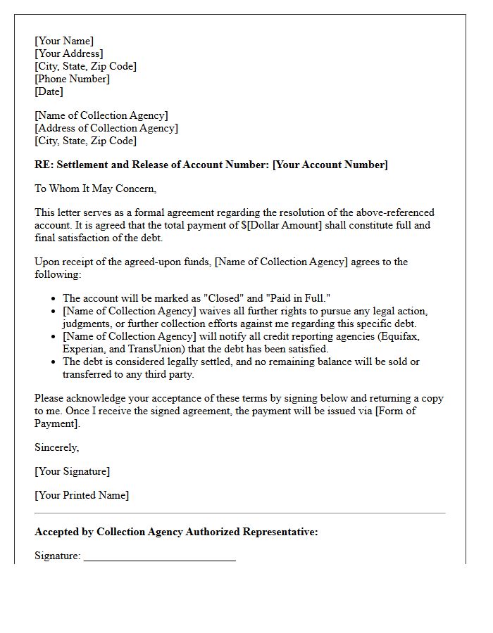 Collection Account Closure and Legal Waiver Letter