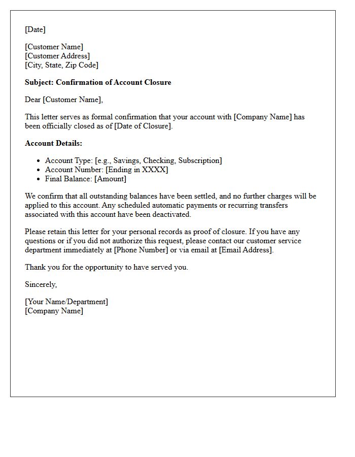 Final Account Closure Confirmation Letter