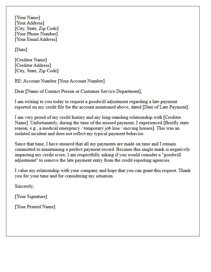 Goodwill Adjustment Deletion Letter