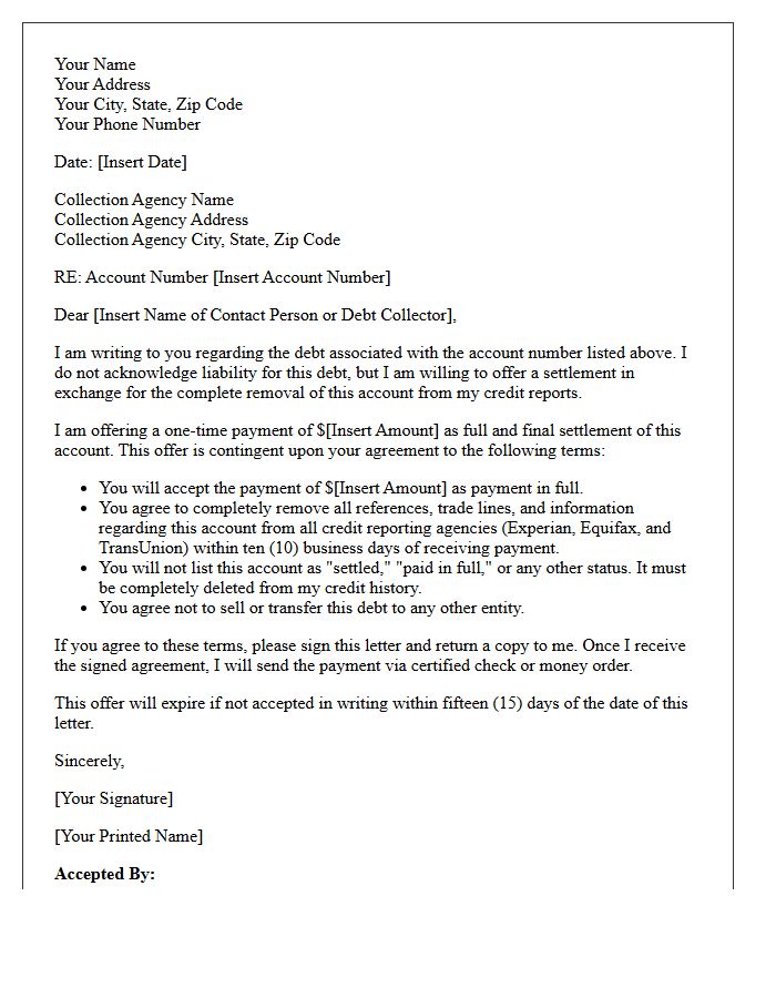 Pay For Delete Agreement Letter