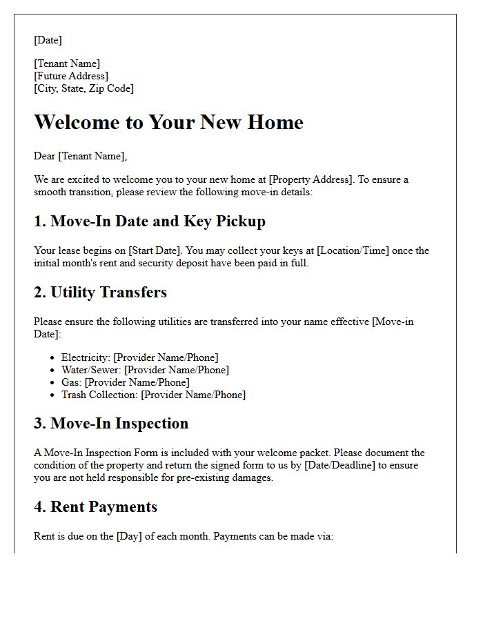 Single-Family Home Move-In Information Letter