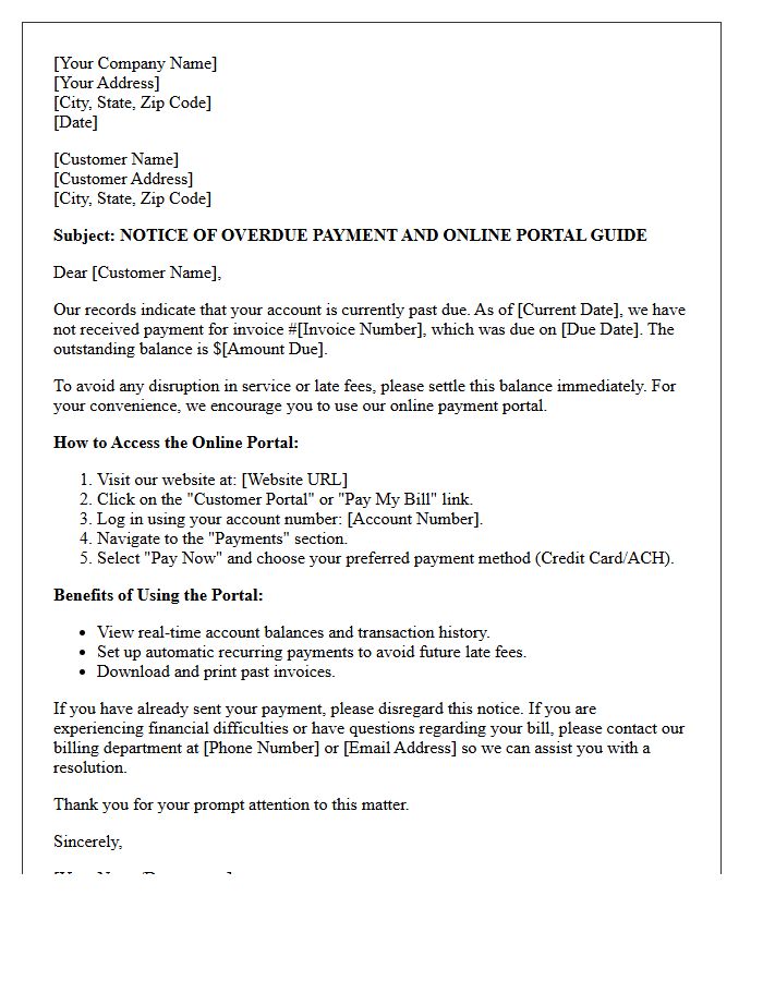 Late Payment Resolution and Online Portal Guide Letter