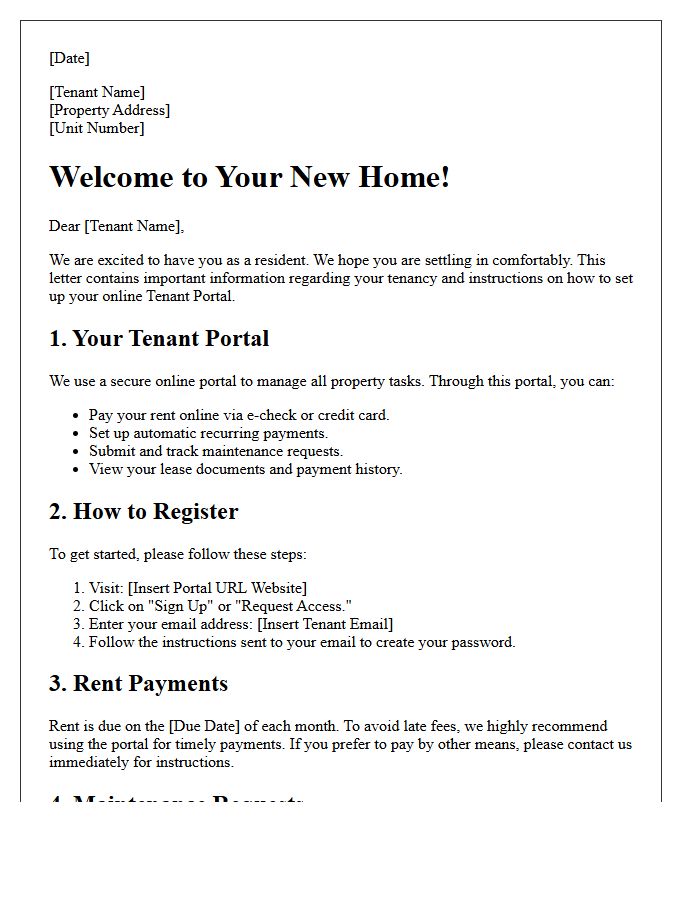 Welcome to Your New Home and Tenant Portal Setup Letter