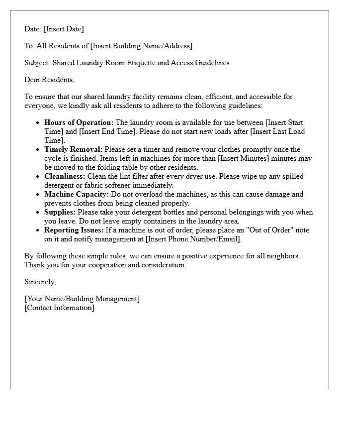 Shared Laundry Room Etiquette and Access Letter