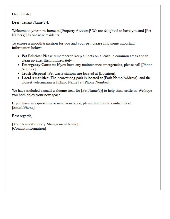 Tenant And Pet Welcome Letter