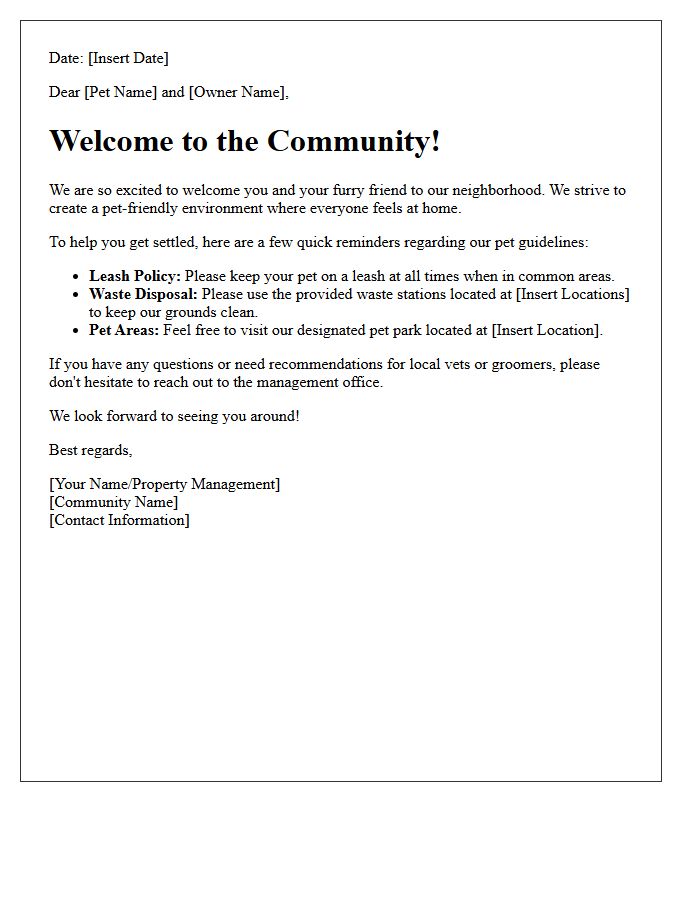 Welcome To The Community Pet Letter
