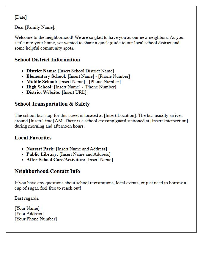 Family and School District Neighborhood Guide Letter
