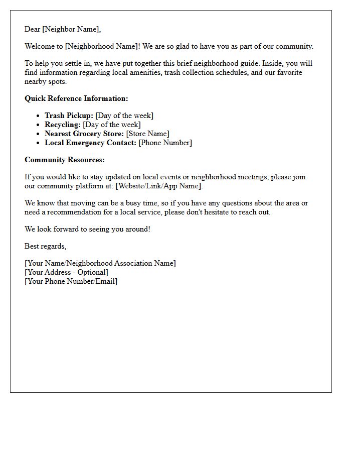 Neighborhood Guide Welcome Letter