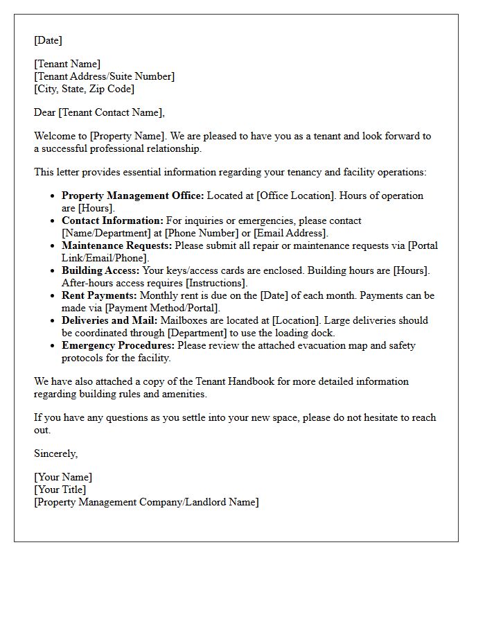 Commercial Tenant Facility Welcome Letter
