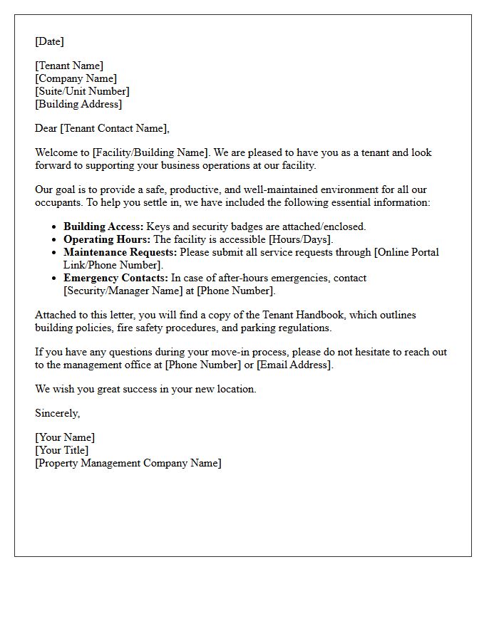 New Commercial Facility Welcome Letter