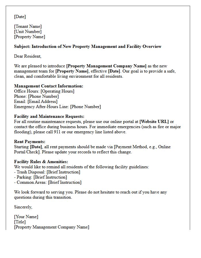 Property Management Facility Introduction Letter