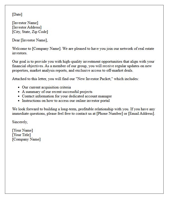 Real Estate Investor Welcome Letter
