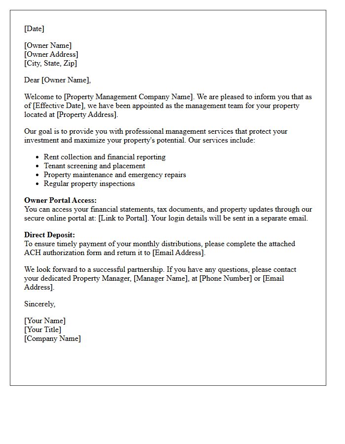 Residential Property Owner Welcome Letter
