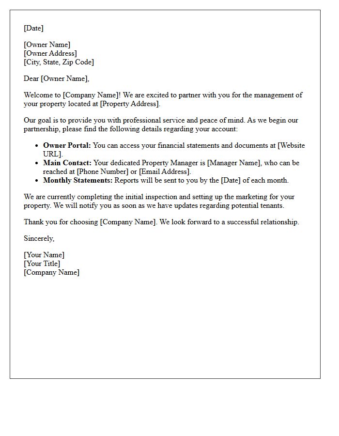 Welcome Aboard Property Owner Letter