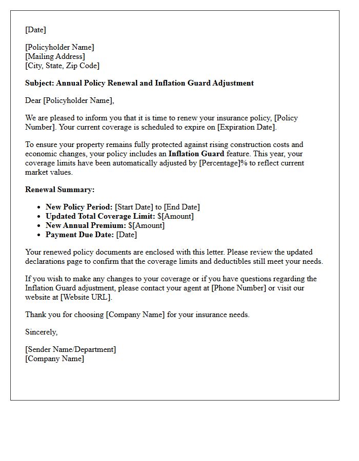 Annual Policy Renewal and Inflation Guard Notice Letter