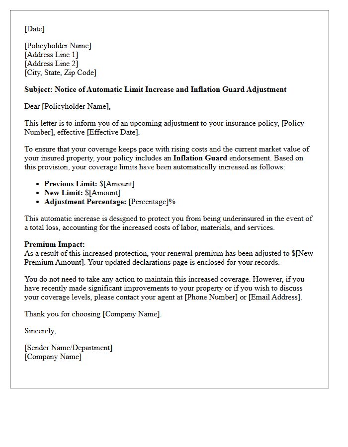 Automatic Limit Increase and Inflation Guard Letter