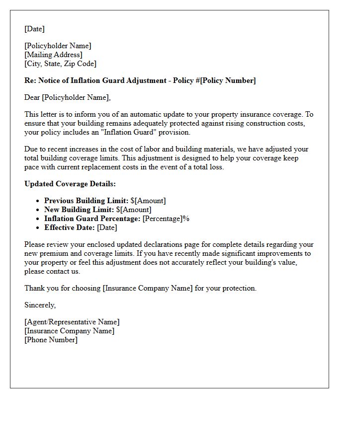 Building Coverage Inflation Guard Update Letter