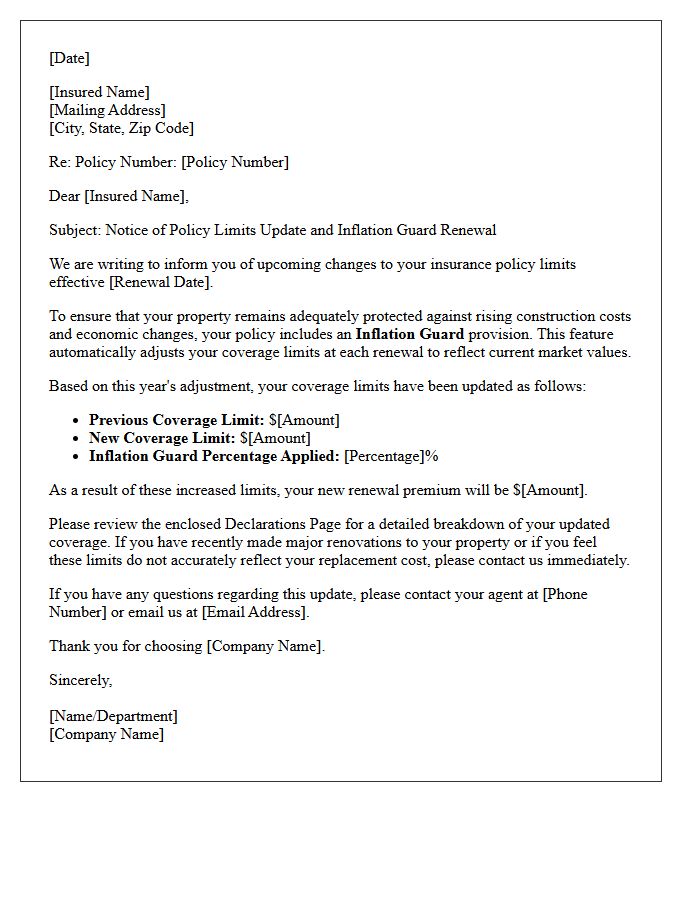 Policy Limits Update and Inflation Guard Renewal Letter