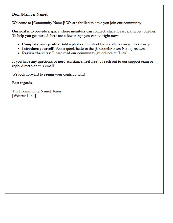 New Member Community Welcome Letter