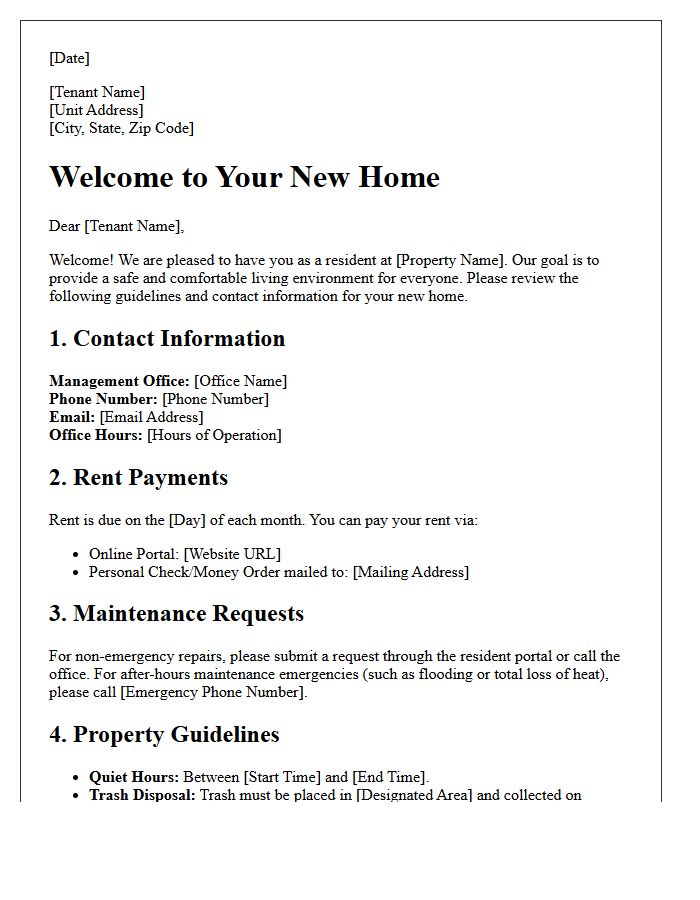Property Management Welcome and Guidelines Letter