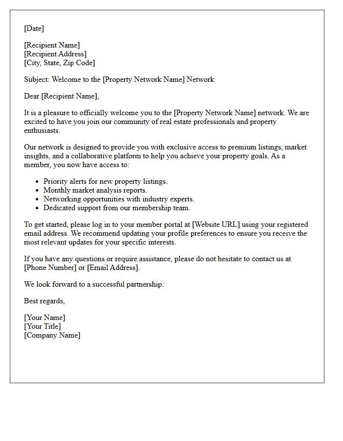 Welcome To Our Property Network Letter