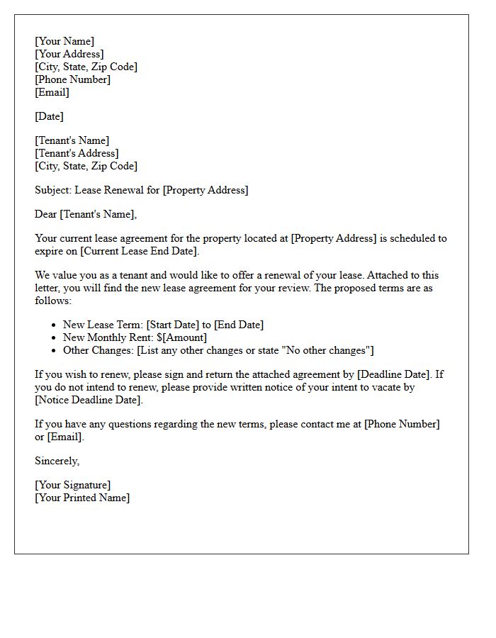 Lease Agreement Renewal Cover Letter