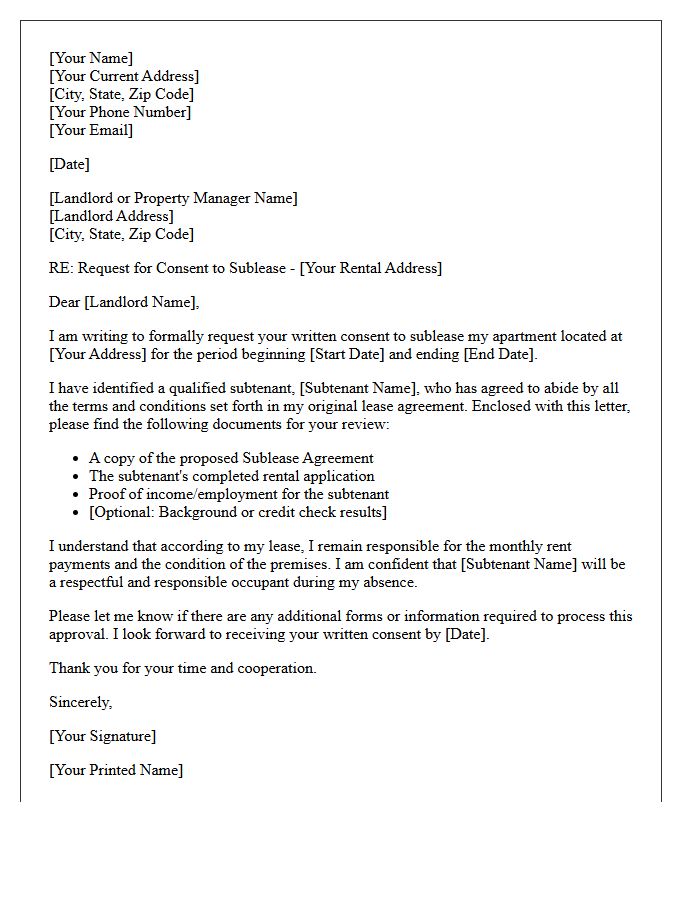 Sublease Agreement Approval Cover Letter