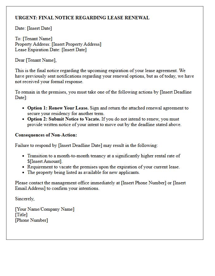 Action Required Final Lease Renewal Letter