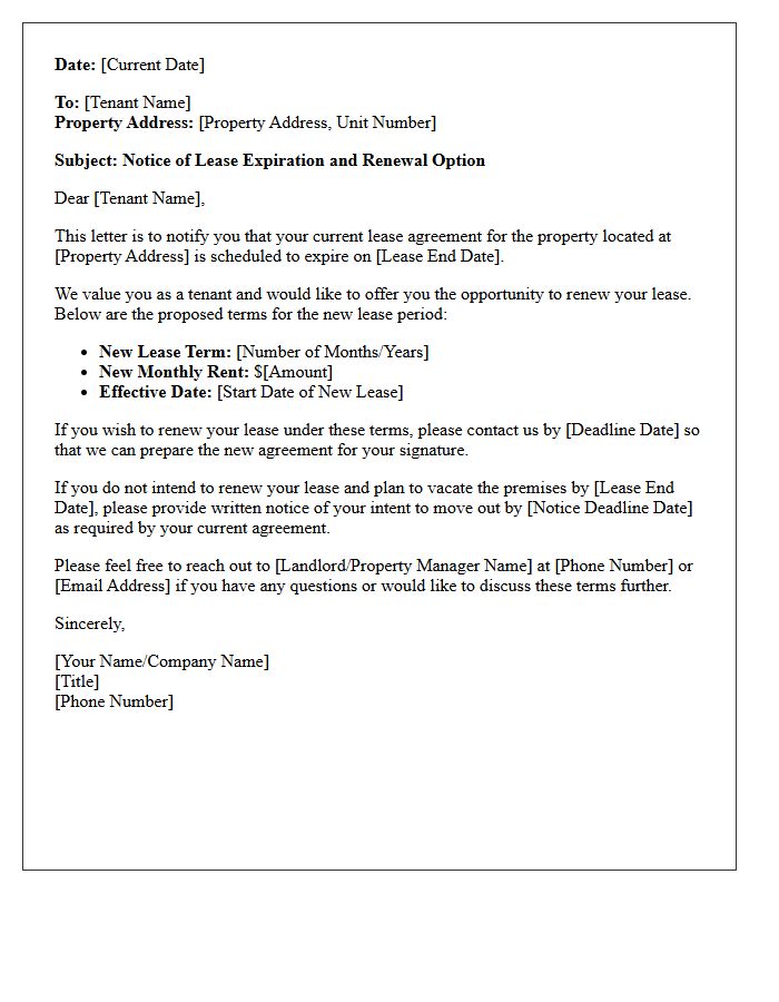 Impending Expiration Lease Renewal Letter