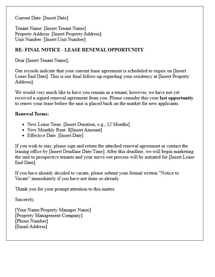 Last Opportunity Lease Renewal Letter