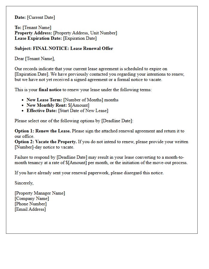 Property Management Final Lease Renewal Letter