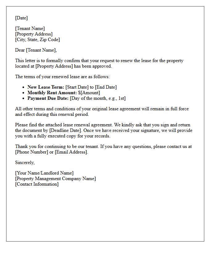 Tenant Approved Lease Renewal Confirmation Letter