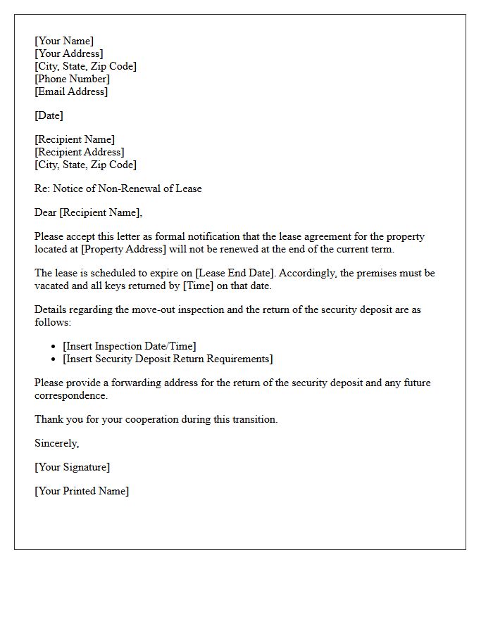 End of Lease Term Non-Renewal Letter