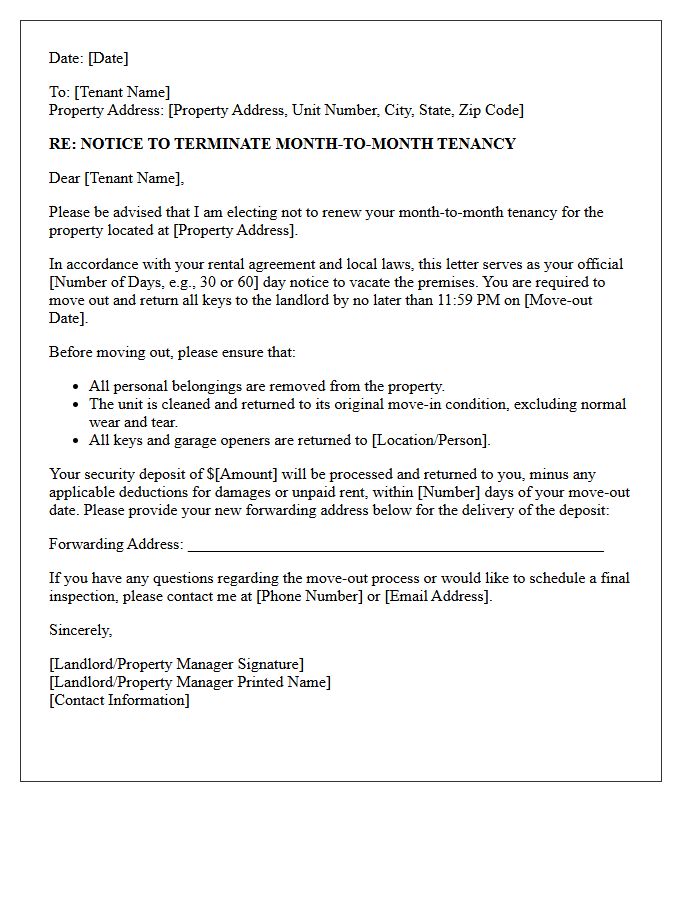 Month-to-Month Tenancy Non-Renewal Letter