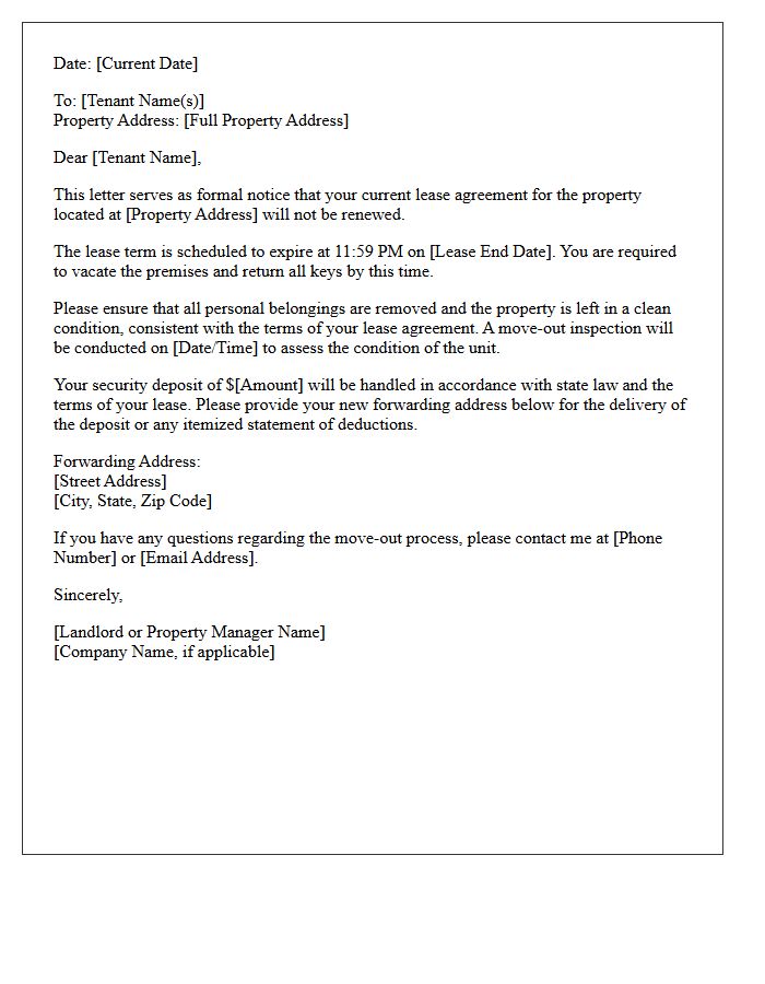 Residential Property Lease Non-Renewal Letter