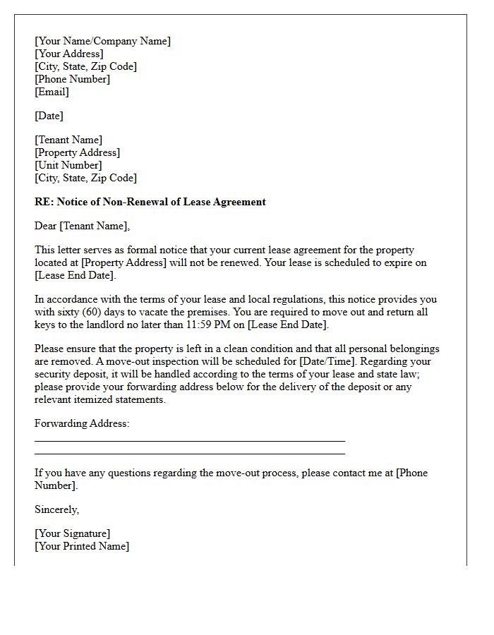 Sixty-Day Notice of Lease Non-Renewal Letter