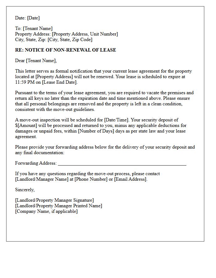 Standard Notice of Lease Non-Renewal Letter
