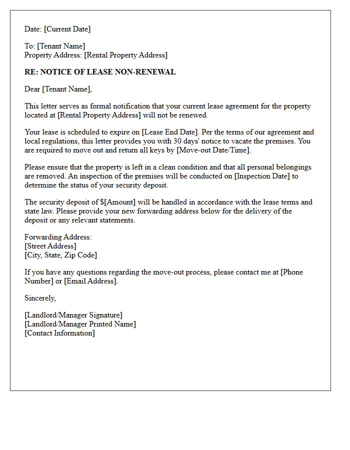 Thirty-Day Notice of Lease Non-Renewal Letter