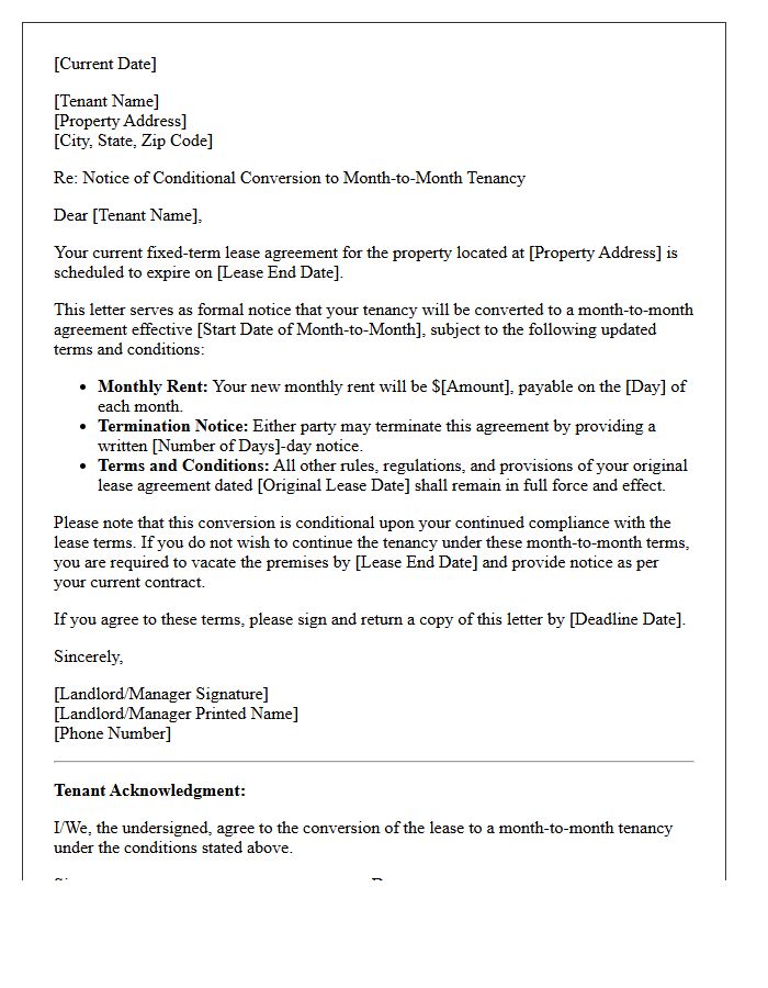 Conditional Month-To-Month Lease Conversion Letter