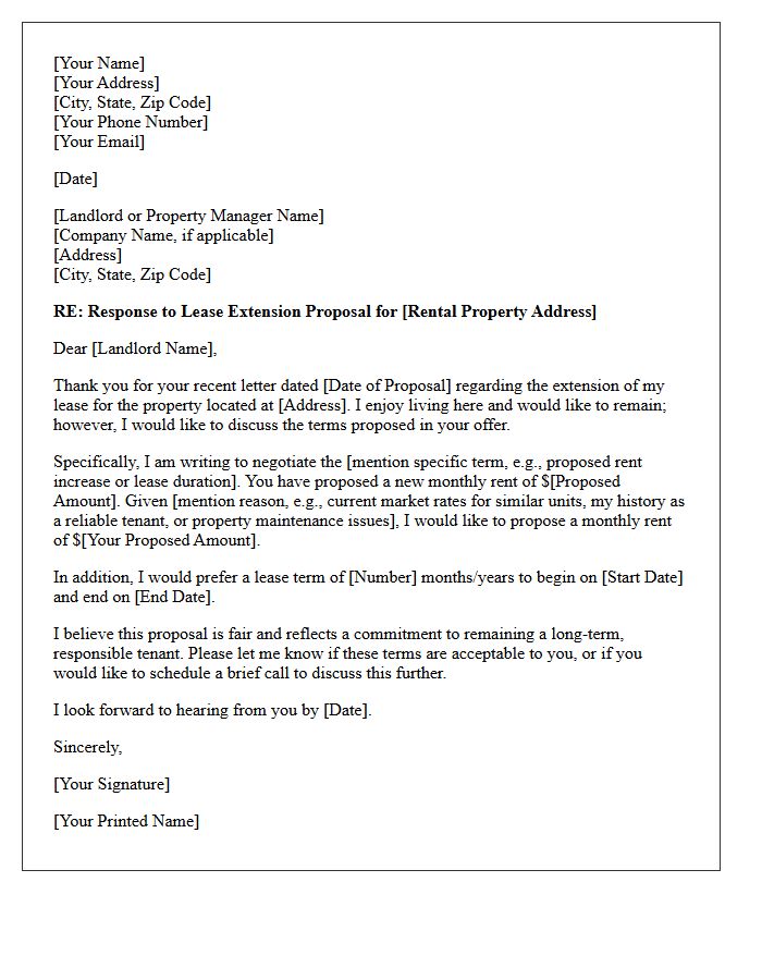 Fixed-Term Lease Extension Negotiation Response Letter