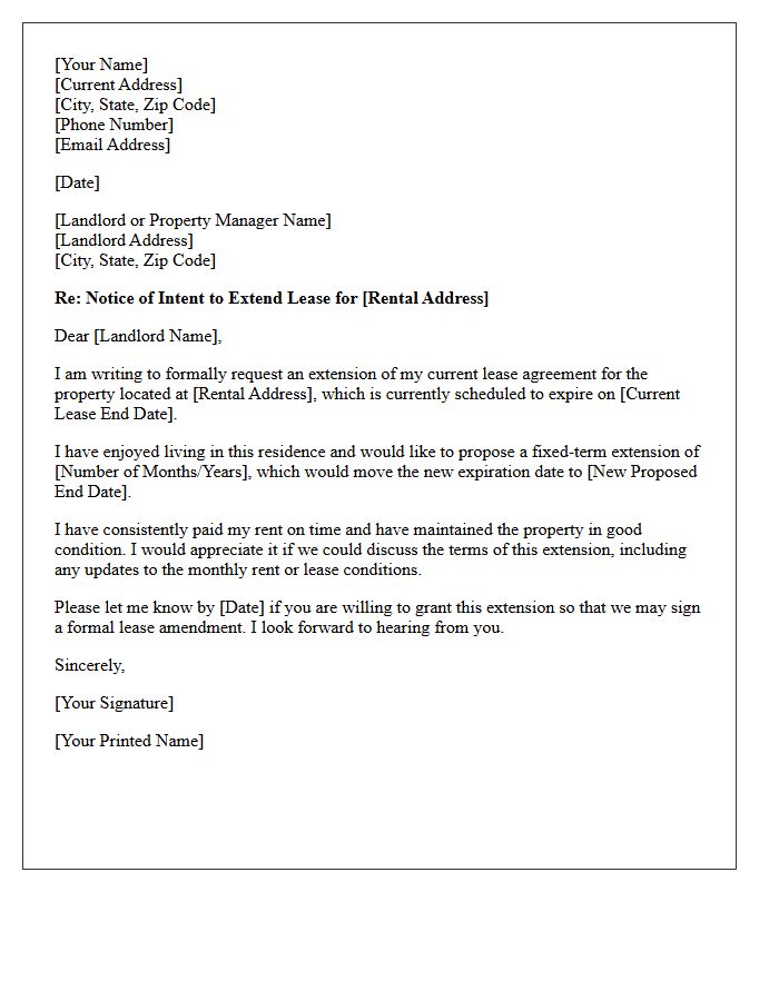 Residential Fixed-Term Lease Extension Request Letter