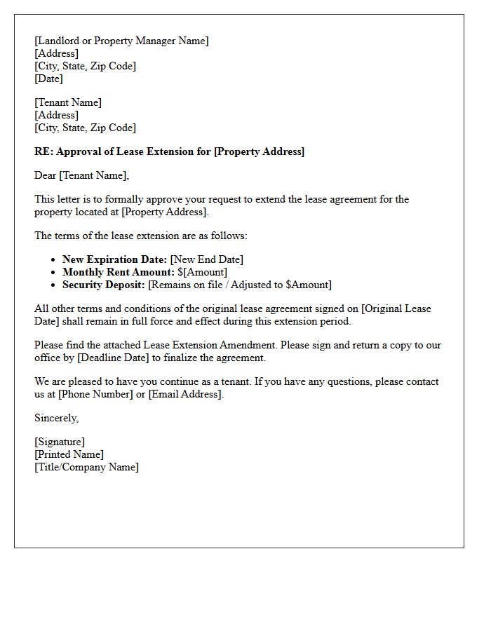 Tenant Fixed-Term Lease Extension Approval Letter
