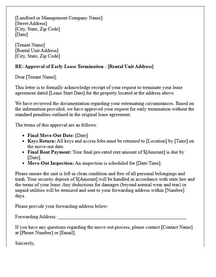 Extenuating Circumstances Early Lease Termination Approval Letter